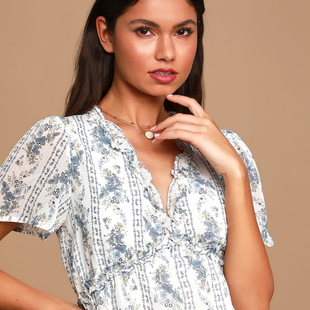 Lulu's Floral Print Ruffled Mini Dress - Picture 5 of 7